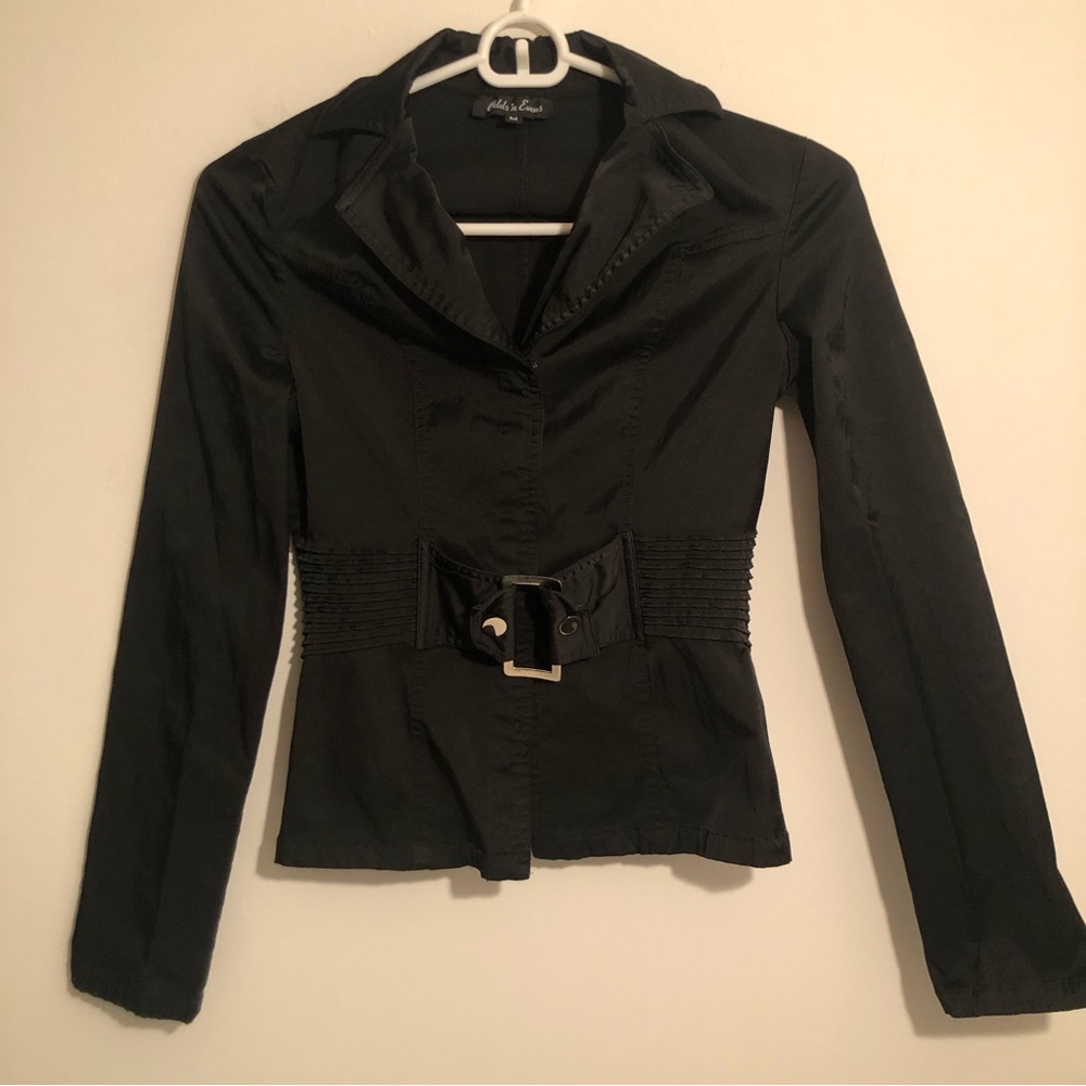 Odds & Evens Jacket Girls M Black Accent Buckle Elastic Side Bands